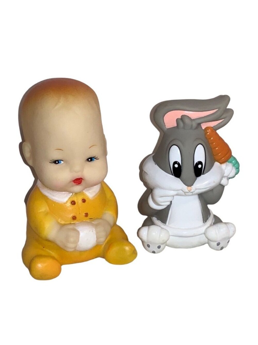 Rubber Squeak Toys  Baby with Yellow Clothing and Baby Bugs 1994 Vintage